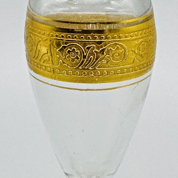 Antique Victorian Perfume Bottle Gold Accents Tear Drop Stopper 7 inch - Picture 2 of 10